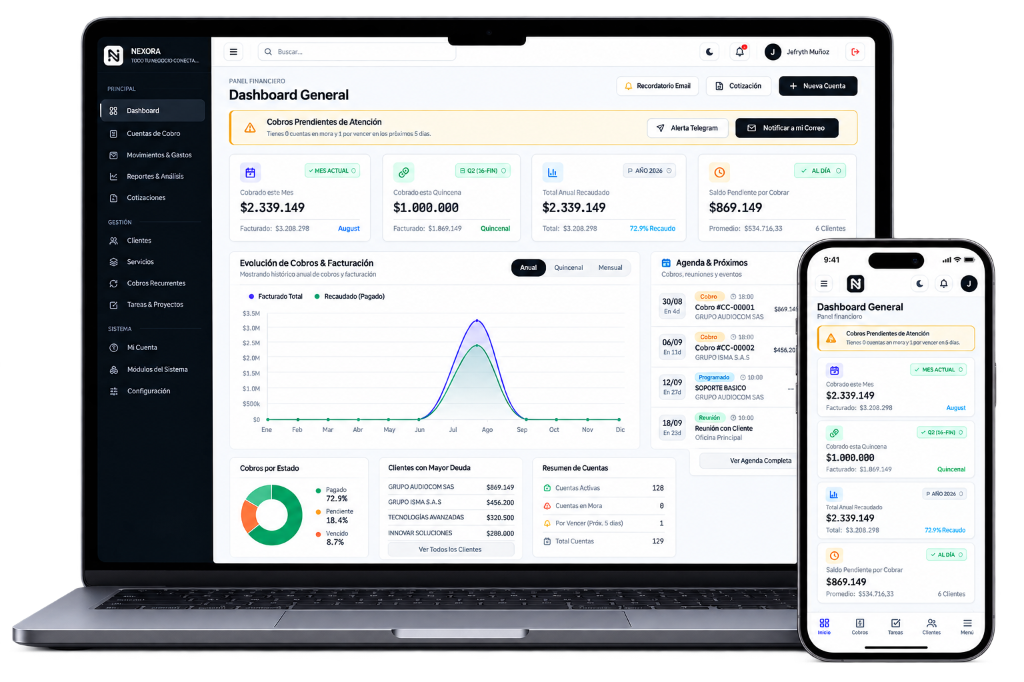 Nexora - Dashboard General y Móvil